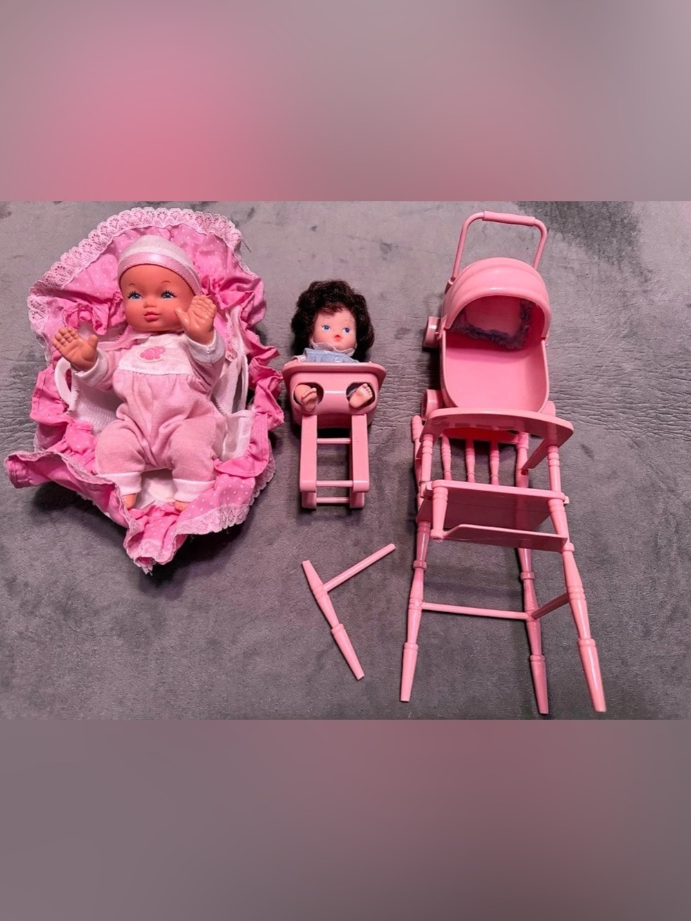 Vintage Baby Doll Lot Galoob Babies 1988 + Furniture Accessories